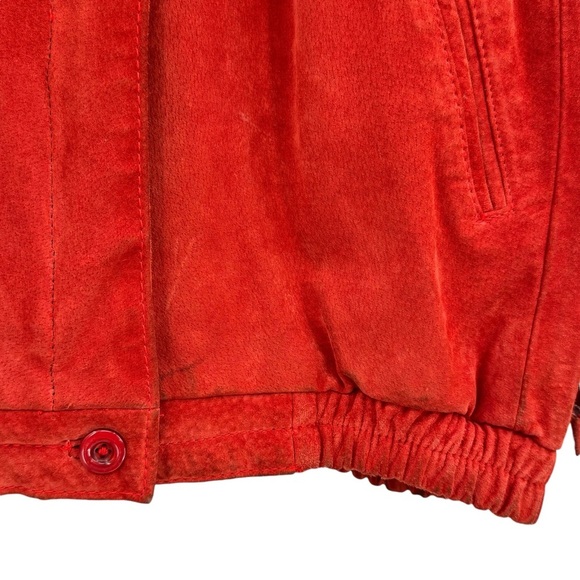Vintage 70s/80s Suede Bomber Jacket Rust Orange Leather Coat Taiwan | Size M/L - Picture 9 of 15